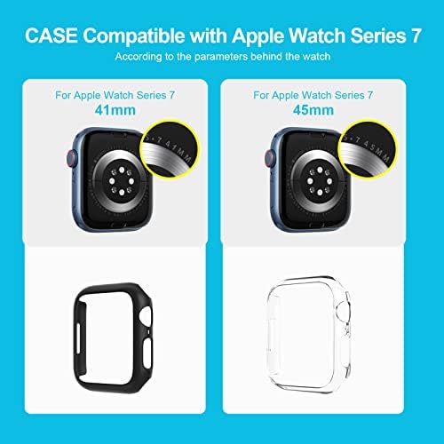 Jhacoko 4 Pack תואם לסדרת Apple Watch 7 Watch Case 45 ממ מסגרת [ללא מגן מסך], מחשב קשה כיסוי מגן אטום